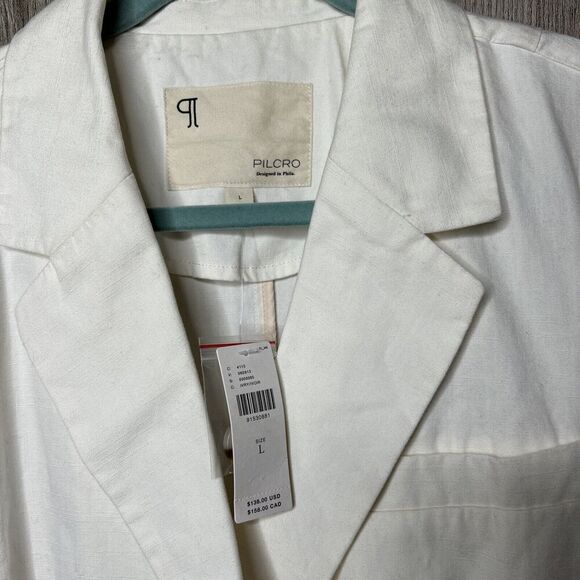 Anthropologie Pilcro Blazer Frayed Hem Ivory Cropped Size L NWT - Picture 2 of 10